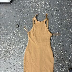 Elegant Tan Sleeveless Dress